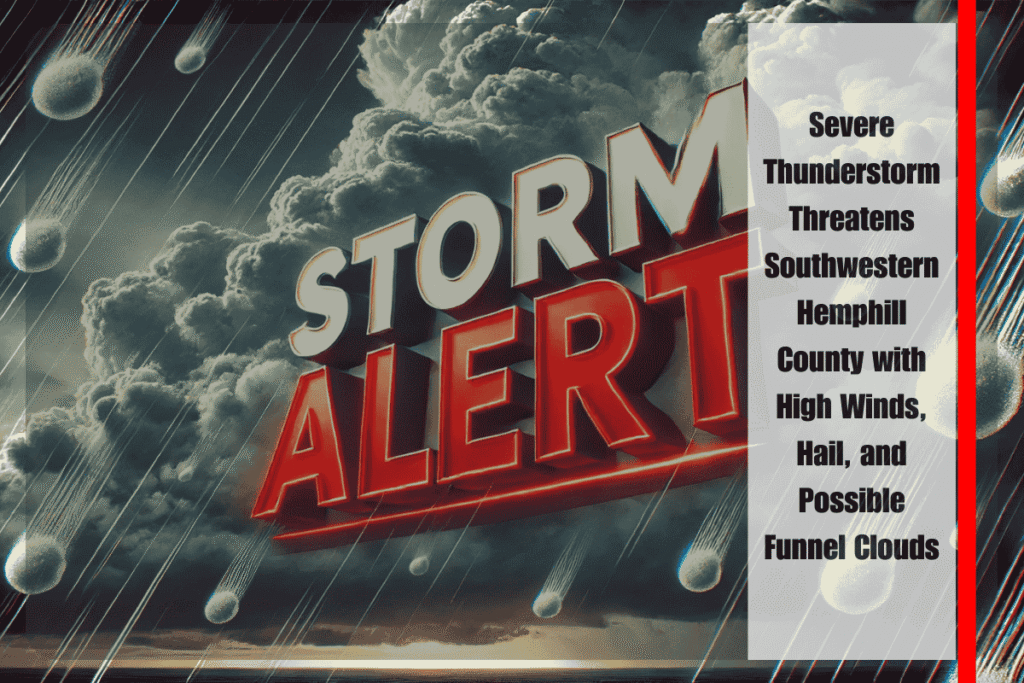 Severe Thunderstorm Threatens Southwestern Hemphill County with High Winds, Hail, and Possible Funnel Clouds