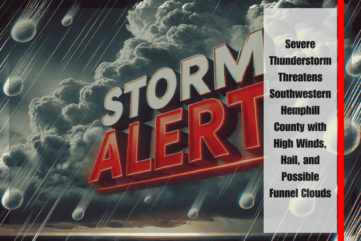 Severe Thunderstorm Threatens Southwestern Hemphill County with High Winds, Hail, and Possible Funnel Clouds