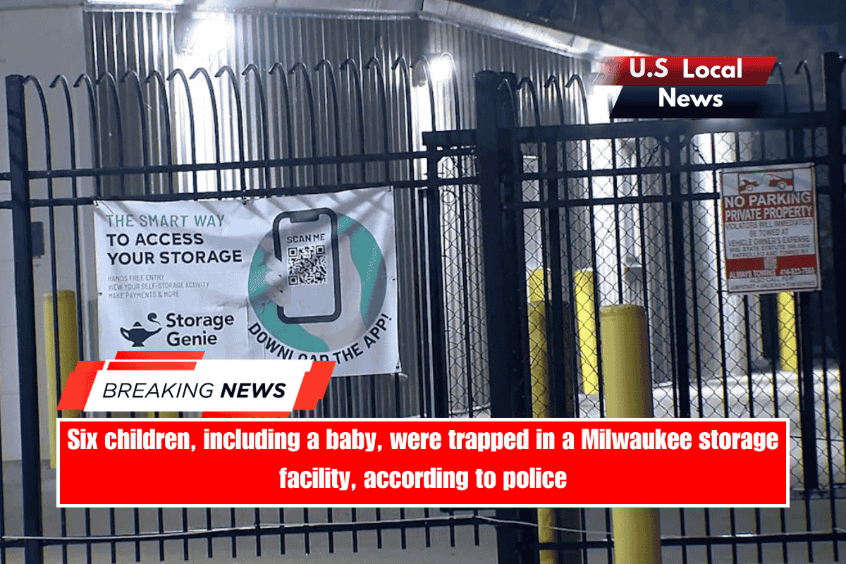 Six children, including a baby, were trapped in a Milwaukee storage facility, according to police
