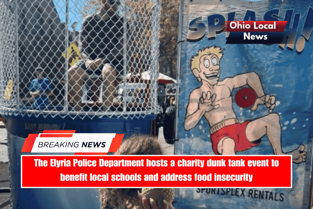 The Elyria Police Department hosts a charity dunk tank event to benefit local schools and address food insecurity