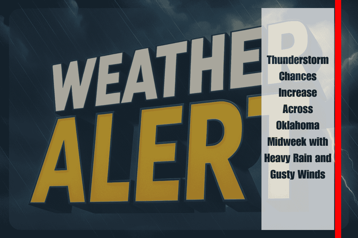 Thunderstorm Chances Increase Across Oklahoma Midweek with Heavy Rain and Gusty Winds