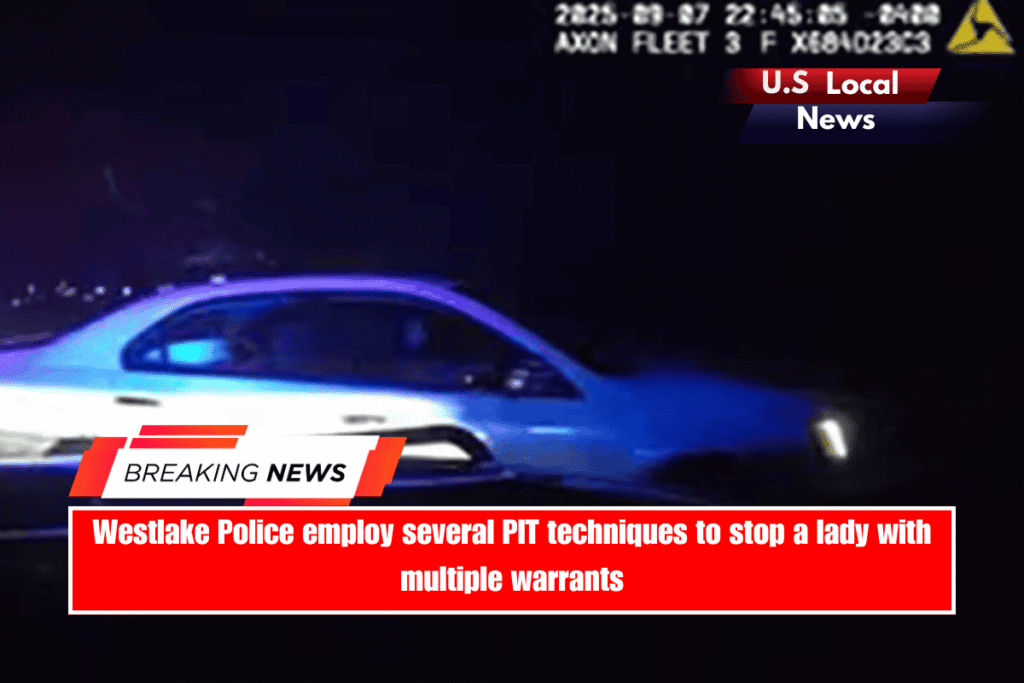 Westlake Police employ several PIT techniques to stop a lady with multiple warrants